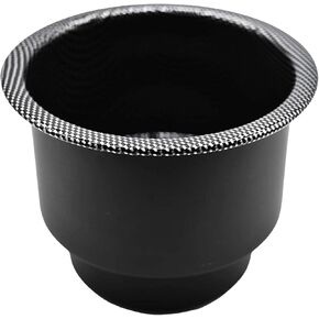 MARINE CITY Black Carbon Fiber Print Stainless Steel Marine Grade Cup Drink Holder with Center Drain Hole for Marines – Yachts – Ships – Kayaks – Poker Tables – Counter Top (Pack of 1)