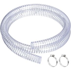 MECCANIXITY 3/4" ID x 5 Ft PVC Tube Steel Wire Reinforced Tubing Flexible Vinyl Hose Pipe Clear Suction Chemical Resistant Thick Tubing