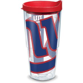 كوب Tervis مصنوع من البلاستيك في الولايات المتحدة الأمريكية بجدار مزدوج NFL New York Giants معزول يحافظ على المشروبات باردة وساخنة، 24oz، ضخم