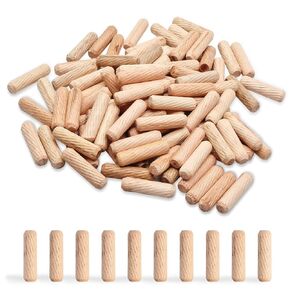100Pcs 8x30mm Wood Dowel Pins, Small Wooden Dowel Pins, Wooden Dowel Pegs, Wood Pegs for Furniture, DIY (Spiral Grooved)