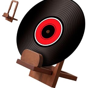 Wood Vinyl Record Holder Single Modern Album Display Rack Records Storage Shelf for LP Albums Farmhouse Vinyl Record Stand for Home Office Decoration Rosewood