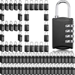 80 Pack 4 Digit Combination Lock Small Combo Locks Keyless Outdoor Waterproof Padlock Luggage Number Locks for Traveling Toolbox School Gym Door Locker Suitcases Fence Cabinet, Black