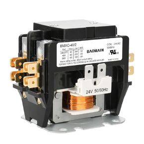 Baomain AC Contactor, 2 Pole 40A Heavy Duty Air Conditioner Condenser Compressor Contactor, BMAC-40/2 HVAC Contactors Replacement UL Listed (24, Volts (AC))