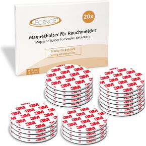 أداة تركيب كاشف الدخان المغناطيسي من ECENCE قطعتان من وسادات لاصقة مغناطيسية مع غراء 3M لأجهزة إنذار الدخان بقطر 70 مم، بدون حفر أو براغي، تثبيت سريع وسهل in Kuwait