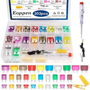 304Pcs Car Fuses Assortment Kit with Fuse Puller and Circuit Tester - Standard & Mini & Low Profile Mini Fuse Kit (3A 5A 7.5A 10A 15A 20A 25A 30A 35A 40A)