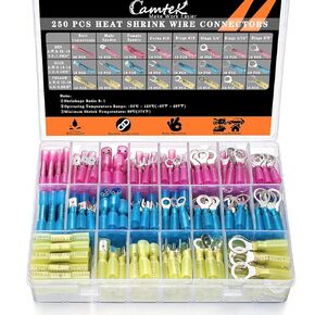 330PCS Heat Shrink Wire Connectors, Marine Grade Heat Shrink Butt Connectors, Waterproof Electrical Wire Terminals Kit 22-10 AWG Insulated Ring Fork Spade Butt Splices for Automotive Boat Truck