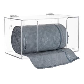 Trash Bag Dispenser Roll Holder, Wall Mount Acrylic Garbage Bag Dispenser Roll Holder with Lid Compatible with Glad Hefty 13 30 33 Gallon Trash Can Liner Bags, Clear (Standard)