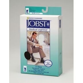 JOBST forMen Compression Socks, 20-30 mmHg, Thigh High, Closed Toe, Small, Black
