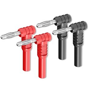 Goupchn 4 مللي متر الزاوية اليمنى موصلات قابس الموز 4 قطعة 4 مللي متر ذكر إلى 4 مللي متر موصل سالب الأحمر والأسود للاتصال الكهربائي اختبار in Kuwait