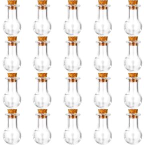 2ml Small Glass Jars, 20PCS Mini Glass Bottles with Lids Decorative Spell Jars Tiny Glass Vials Cork Stoppers Transparent Potion Bottles for Wedding Decoration DIY Projects Art Crafts Party Favors