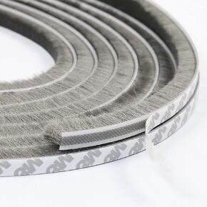Felt Pile Weather Stripping for Windows, Windproof Dustproof Door Window Seal Strip Self Adhesive Brush Strip, Height 9mm x 16.5 Ft (for Gaps 4.5-7.5 mm)- Gray