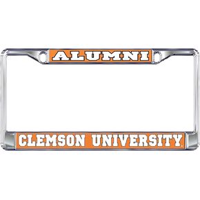 Clemson University Alumni Tigers Silver Metal License Plate Frame