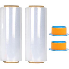 ROSEUP Clear Stretch Wrap Industrial Strength - Clear Plastic Cling, Stretch Film Rolls for Packaging Moving Packing Pallets-80 Gauge Thick 12" x 1000 Ft 2 Pack