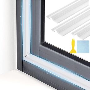Daily Treasures 19.7Ft Window Draft Stopper Foam Seal Strip with Scraper&Rag,Door Seal Strip Self-adhisive,Cuttable Window Insulation and Door Side Weather Stripping Soundproof, Door Insulation(White)