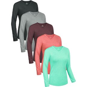 قمصان رياضية للنساء من URATOT ذات أكمام طويلة ورقبة على شكل حرف V، قمصان رياضية قابلة للتمدد in Kuwait