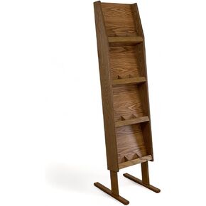 Wooden Mallet Slope 4Hx3W 12 Pocket Standing Literature Display, Light Oak