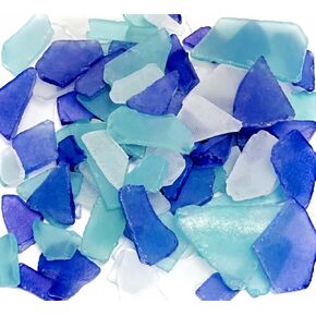 Nautical Crush Trading Sea Glass Craft - 11 Ounces Cobalt Blue White & Aqua - Beach Glass Craft - Sea Glass Décor - Sea Glass Vase Filler - Sea Glass Crafting - Bag of Sea Glass - Craft Glass