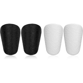 2 Pairs of Extra Mini Shin Guards Soccer, 3.1x2in Mini Shin Pads Patterned Embossed Shin Guards Protective Shin Guards for Men Women Boys and Girls(Black, White)