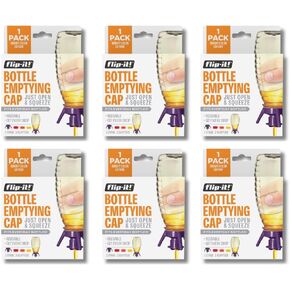 Vibrant Bottle Emptying Kit – Bright Edition, 6 Individual Kits – Efficient Liquid Transfer & Perfect for Gifting – 1 Purple Base Cap, 3 Adapters per Kit