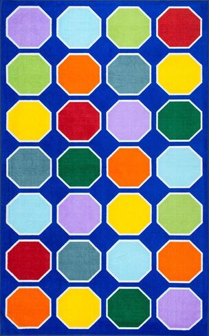 سجادة منطقة مطبوعة من NuLOOM Kecia Octagons، 5x7، أزرق in Kuwait
