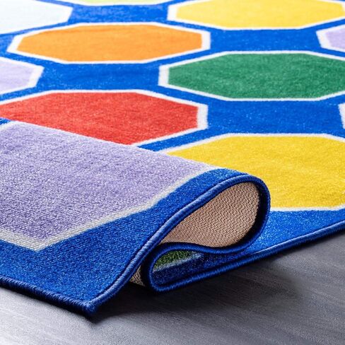 سجادة منطقة مطبوعة من NuLOOM Kecia Octagons، 5x7، أزرق in Kuwait