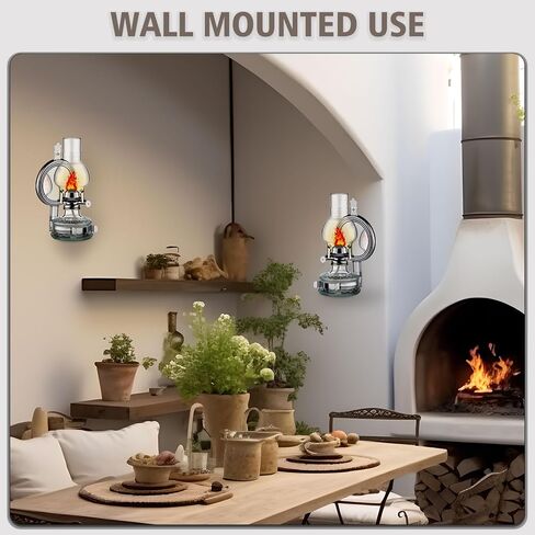 2 Pack Large Wall Kerosene Lamp Lantern Rustic Chamber Oil Lamps for Indoor Use Wall Mounted Oil Lamp for Indoor Use Vintage Glass Clear Hurricane Lantern in Saudi Arabia