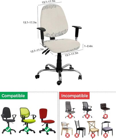 Botanical Plant Office Chair Covers Stretchable 2 Piece, Soft Decorative Computer Desk Chair Cover Protector Universal Rotating Chair Slipcover Spring Easter Bunny Colored Eggs Plaid Blue in Saudi Arabia