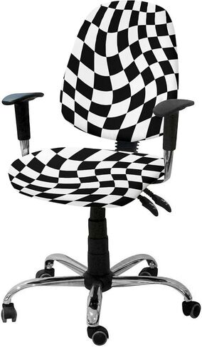 Botanical Plant Office Chair Covers Stretchable 2 Piece, Soft Decorative Computer Desk Chair Cover Protector Universal Rotating Chair Slipcover Spring Easter Bunny Colored Eggs Plaid Blue in Saudi Arabia