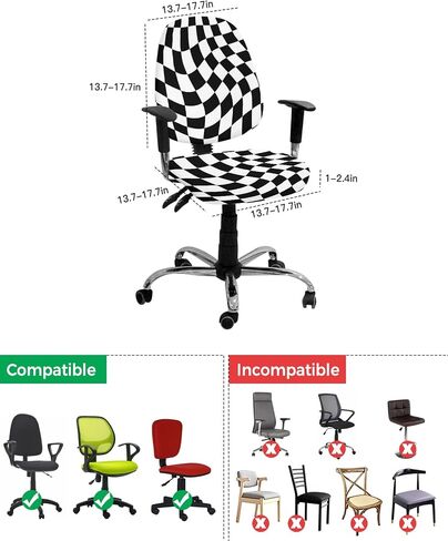 Botanical Plant Office Chair Covers Stretchable 2 Piece, Soft Decorative Computer Desk Chair Cover Protector Universal Rotating Chair Slipcover Spring Easter Bunny Colored Eggs Plaid Blue in Saudi Arabia