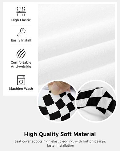 Botanical Plant Office Chair Covers Stretchable 2 Piece, Soft Decorative Computer Desk Chair Cover Protector Universal Rotating Chair Slipcover Spring Easter Bunny Colored Eggs Plaid Blue in Saudi Arabia