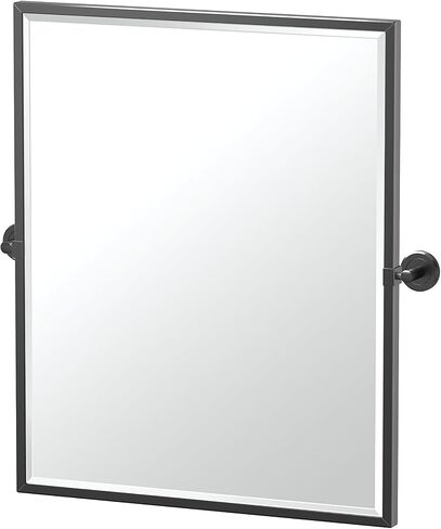 Gatco 4249XFSM Latitude II Small Framed Rectangle Pivot Mirror, 25 Inch, Matte Black in Saudi Arabia