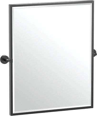Gatco 4249XFSM Latitude II Small Framed Rectangle Pivot Mirror, 25 Inch, Matte Black in Saudi Arabia