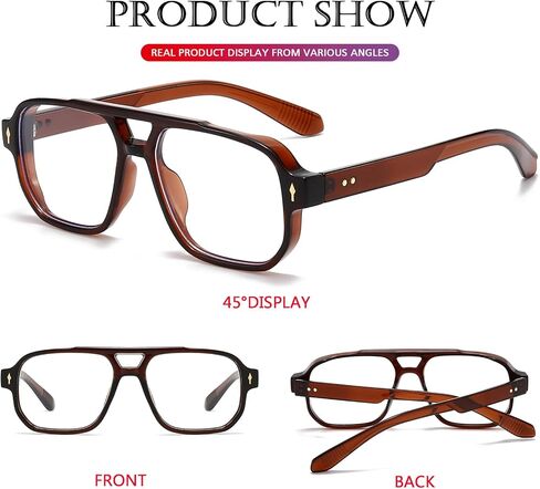 PORADAY Blue Light Blocking Glasses for Women Men 70s Retro Square Aviator Eyeglasses Rectangle Computer Eyewear in Saudi Arabia
