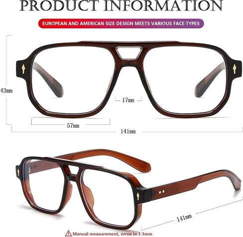 PORADAY Blue Light Blocking Glasses for Women Men 70s Retro Square Aviator Eyeglasses Rectangle Computer Eyewear in Saudi Arabia