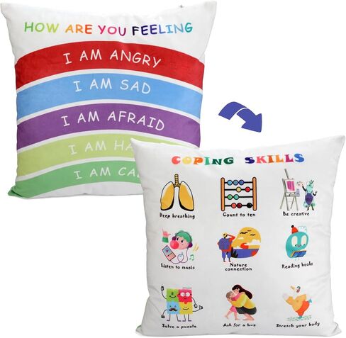Classroom Must Haves Throw Pillow Covers Set of 2 - Calming Corner School Counselor Office Mental Health Pillow Decor Calm Down Corner Items for Home Kids Dutch Velvet 18x18 Inch in Saudi Arabia