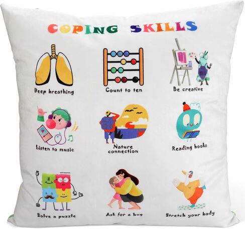 Classroom Must Haves Throw Pillow Covers Set of 2 - Calming Corner School Counselor Office Mental Health Pillow Decor Calm Down Corner Items for Home Kids Dutch Velvet 18x18 Inch in Saudi Arabia