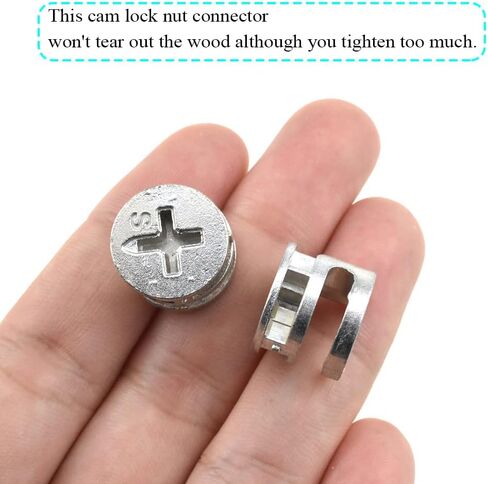 Furniture Connector Cam Lock Fittings Dowel Flat Back Fastener with Pre-Inserted Bolt Nut Table Side Knock Down Solid Hole Properly Screw Snug Grab for Drawer Dresser Cabinet 10PCS 15x12mm in Saudi Arabia