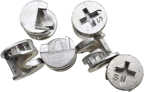 Furniture Connector Cam Lock Fittings Dowel Flat Back Fastener with Pre-Inserted Bolt Nut Table Side Knock Down Solid Hole Properly Screw Snug Grab for Drawer Dresser Cabinet 10PCS 15x12mm in Saudi Arabia