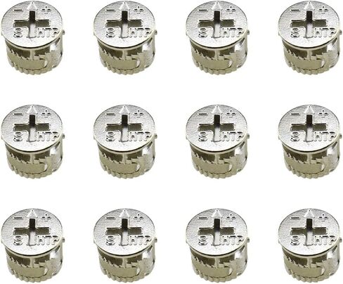 Furniture Connector Cam Lock Fittings Dowel Flat Back Fastener with Pre-Inserted Bolt Nut Table Side Knock Down Solid Hole Properly Screw Snug Grab for Drawer Dresser Cabinet 10PCS 15x12mm in Saudi Arabia