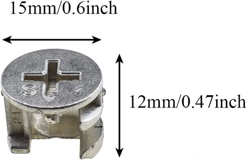 Furniture Connector Cam Lock Fittings Dowel Flat Back Fastener with Pre-Inserted Bolt Nut Table Side Knock Down Solid Hole Properly Screw Snug Grab for Drawer Dresser Cabinet 10PCS 15x12mm in Saudi Arabia