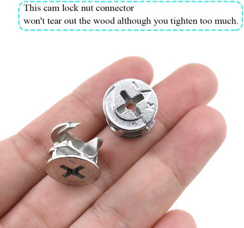 موصل الأثاث كام قفل التجهيزات وتد قفل الظهر المسطح مع إدراجها مسبقا الترباس الجوز الجدول الجانب هدم ثقب الصلبة بشكل صحيح المسمار انتزاع دافئ لخزانة درج خزانة 10PCS 15x12mm in Kuwait