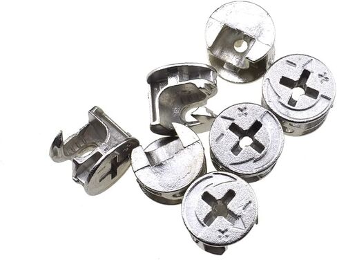 موصل الأثاث كام قفل التجهيزات وتد قفل الظهر المسطح مع إدراجها مسبقا الترباس الجوز الجدول الجانب هدم ثقب الصلبة بشكل صحيح المسمار انتزاع دافئ لخزانة درج خزانة 10PCS 15x12mm in Kuwait