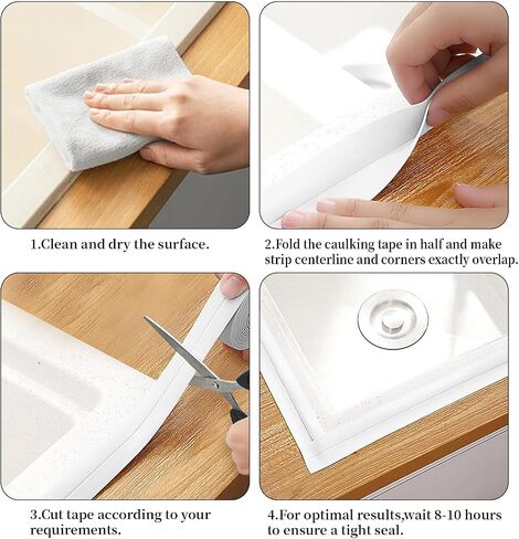 Caulk Tape,Sealant Strip Waterproof Self Adhesive for Toilet Base Tub Surround Bathroom Sink Edge Protector(1.5" x 10.5 F,White) in Saudi Arabia