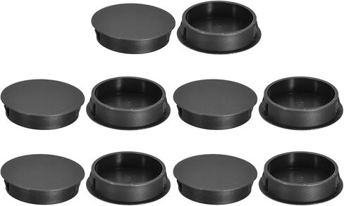uxcell 38mm/1.5" Plastic Hole Plugs, 10Pcs Flush Type Panel Round Snap in Fastener Knockout Locking Plugs for Furniture Insert End Caps Panels, Black in Saudi Arabia