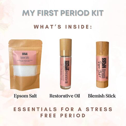 My First Period Kit by Skin to Skin | My First Period Kit for Girls | Period Kit for Girls 10-16 | Menstrual Starter Kit: Pads, Panty Liners, Cramp Relief, Period Educational Booklet in Saudi Arabia
