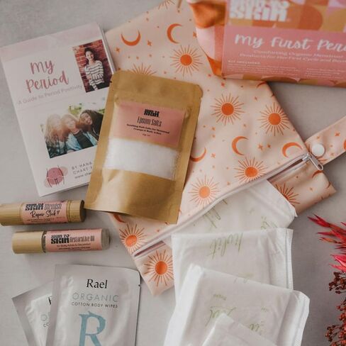 My First Period Kit by Skin to Skin | My First Period Kit for Girls | Period Kit for Girls 10-16 | Menstrual Starter Kit: Pads, Panty Liners, Cramp Relief, Period Educational Booklet in Saudi Arabia