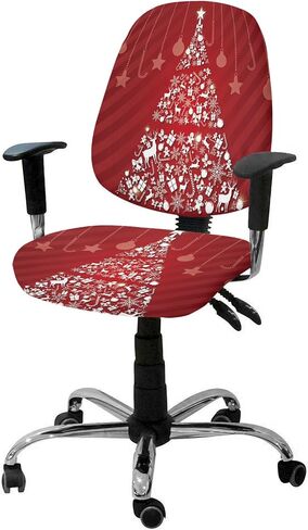 Savannan Computer Office Chair Covers,Merry Christmas Fantasy Tree Star Gift Elk New Year Ornament Dark Green Stretchable Universal Chair Cover Stretch Rotating Super Fit Chair Slipcover 1pcs in Saudi Arabia