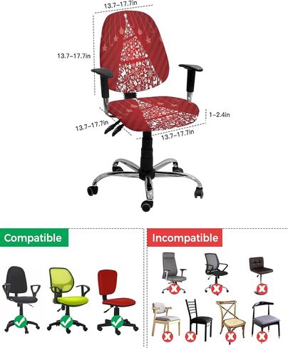 Savannan Computer Office Chair Covers,Merry Christmas Fantasy Tree Star Gift Elk New Year Ornament Dark Green Stretchable Universal Chair Cover Stretch Rotating Super Fit Chair Slipcover 1pcs in Saudi Arabia