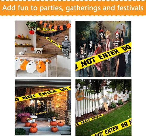 Halloween Decorations Caution Tape, Scary Warning Tape 4.5cm x 25m Self Adhesive Zombie Hazard Tape for Indoor Outdoor Halloween Party, Haunted Houses, Vampire Parties in Saudi Arabia