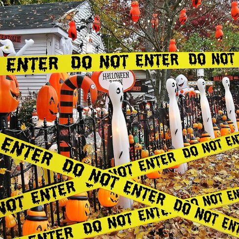 Halloween Decorations Caution Tape, Scary Warning Tape 4.5cm x 25m Self Adhesive Zombie Hazard Tape for Indoor Outdoor Halloween Party, Haunted Houses, Vampire Parties in Saudi Arabia